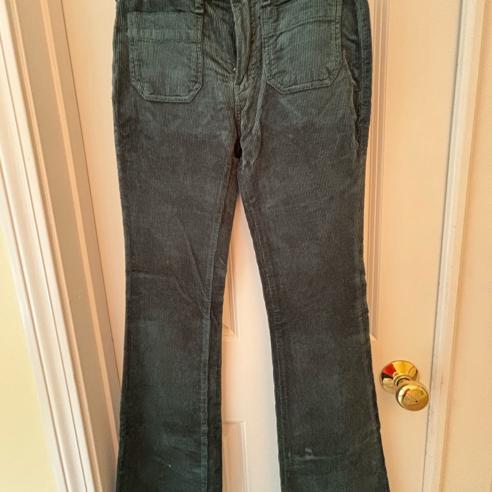 Pilcro Dark Green Corduroy Flare Pants